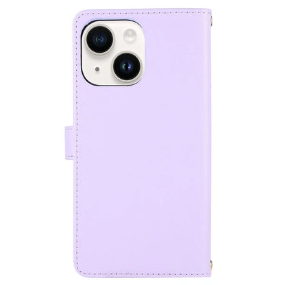 For iPhone 14 Case Leather Handbag Magnetic Closure Zipper Pocket Phone Cover