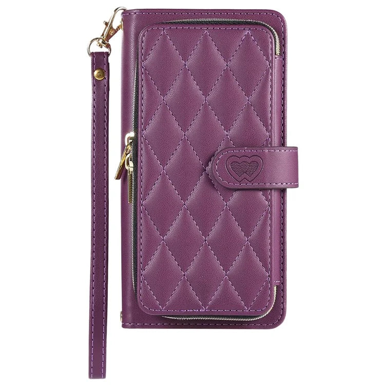 For iPhone 14 Case Leather Handbag Magnetic Closure Zipper Pocket Phone Cover