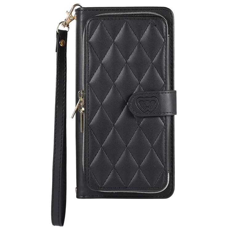 For iPhone 14 Case Leather Handbag Magnetic Closure Zipper Pocket Phone Cover