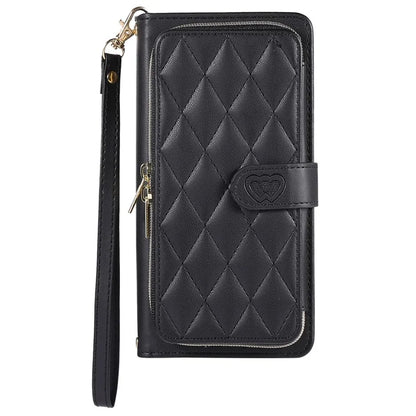 For iPhone 14 Case Leather Handbag Magnetic Closure Zipper Pocket Phone Cover