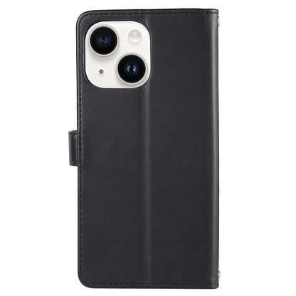 For iPhone 14 Case Leather Handbag Magnetic Closure Zipper Pocket Phone Cover