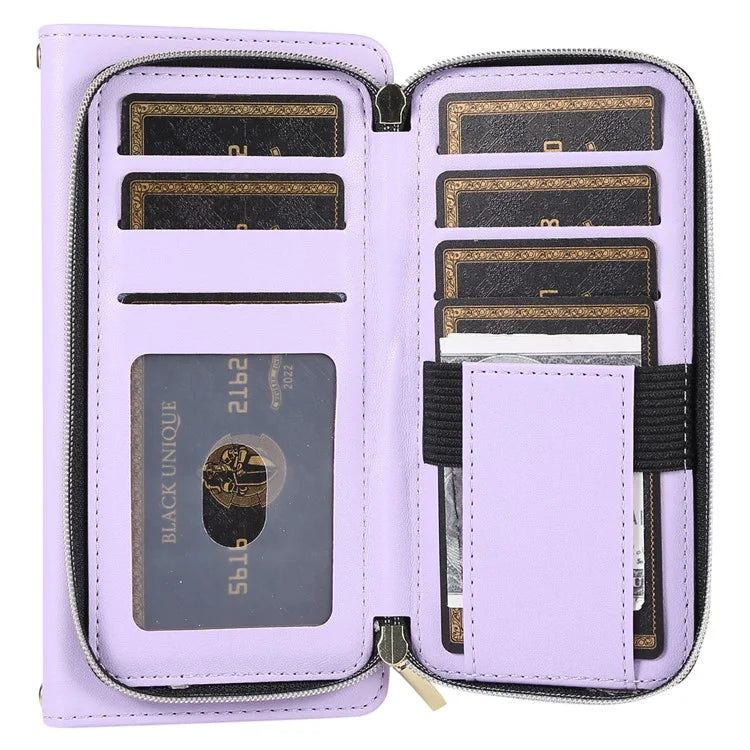 For iPhone 14 Pro Max Wallet Case Folio PU Leather Stand Rhombus Phone Cover with Hand Strap