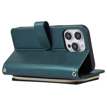 For iPhone 14 Pro Max Wallet Case Folio PU Leather Stand Rhombus Phone Cover with Hand Strap
