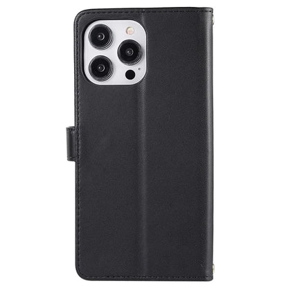 For iPhone 14 Pro Max Wallet Case Folio PU Leather Stand Rhombus Phone Cover with Hand Strap