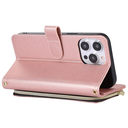 For iPhone 14 Pro Max Wallet Case Folio PU Leather Stand Rhombus Phone Cover with Hand Strap