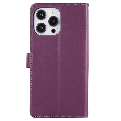 For iPhone 14 Pro Max Wallet Case Folio PU Leather Stand Rhombus Phone Cover with Hand Strap