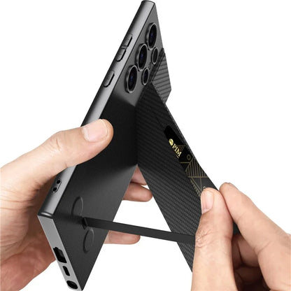 GKK For Samsung Galaxy S24 Ultra Phone Case Rotatable Card Holder Kickstand PC+PU Mobile Case