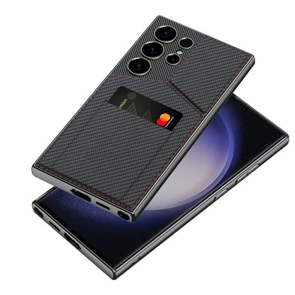 GKK For Samsung Galaxy S24 Ultra Phone Case Rotatable Card Holder Kickstand PC+PU Mobile Case