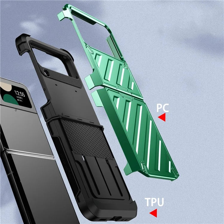 For Samsung Galaxy Z Flip4 5G Folding Case Anti-Fingerprint Electroplated PC+TPU Phone Cover
