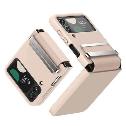 For Samsung Galaxy Z Flip4 5G Shockproof Case PC+PU+Metal Phone Cover