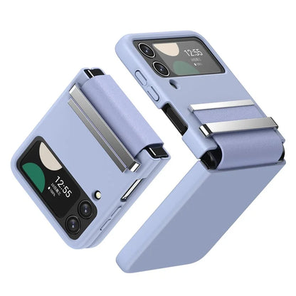 For Samsung Galaxy Z Flip4 5G Shockproof Case PC+PU+Metal Phone Cover
