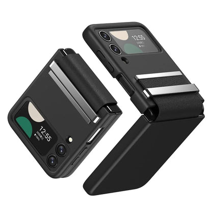 For Samsung Galaxy Z Flip4 5G Shockproof Case PC+PU+Metal Phone Cover