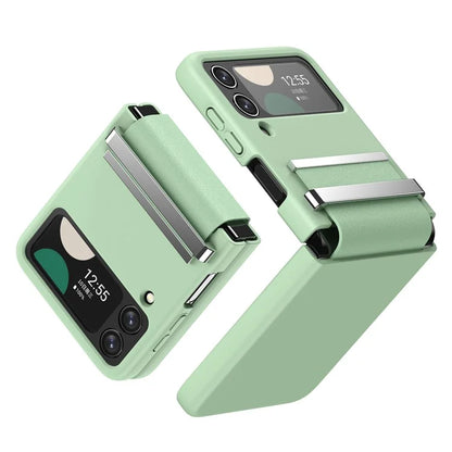 For Samsung Galaxy Z Flip4 5G Shockproof Case PC+PU+Metal Phone Cover