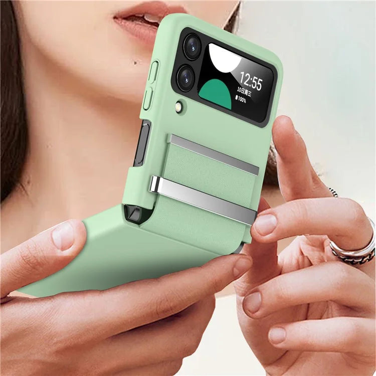 For Samsung Galaxy Z Flip4 5G Shockproof Case PC+PU+Metal Phone Cover
