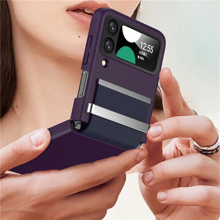 For Samsung Galaxy Z Flip4 5G Shockproof Case PC+PU+Metal Phone Cover