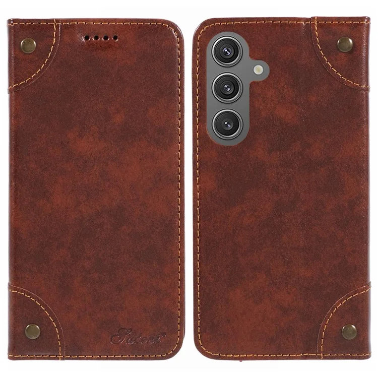 SUTENI For Samsung Galaxy S24+ PU Leather Cover Anti-Drop Stand Wallet Phone Case