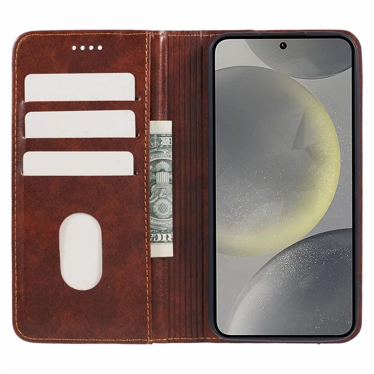 SUTENI For Samsung Galaxy S24+ PU Leather Cover Anti-Drop Stand Wallet Phone Case