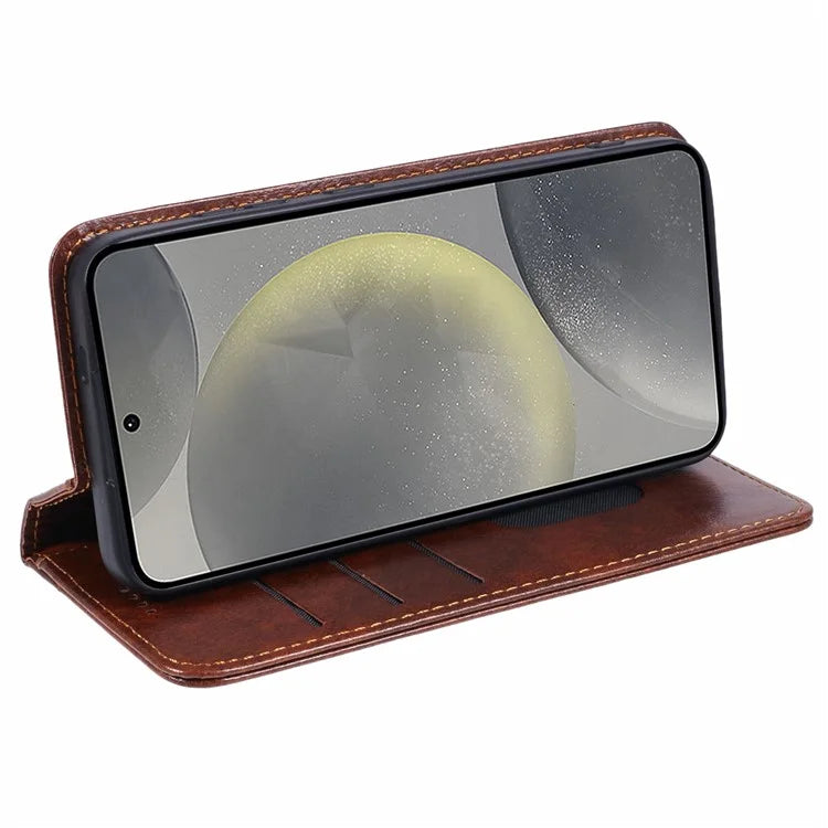 SUTENI For Samsung Galaxy S24+ PU Leather Cover Anti-Drop Stand Wallet Phone Case