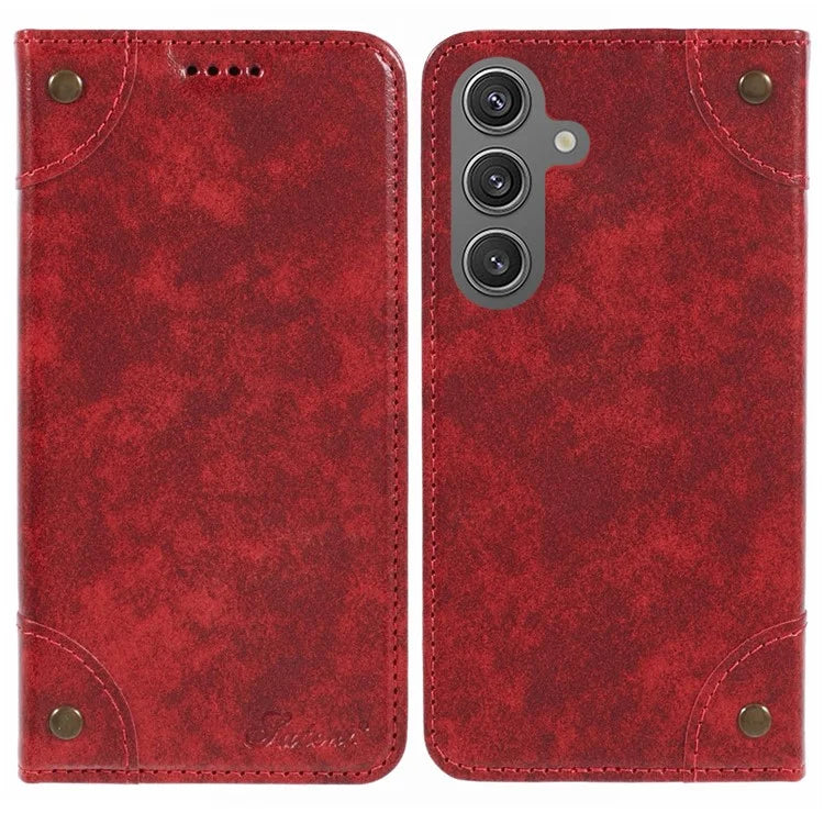 SUTENI For Samsung Galaxy S24+ PU Leather Cover Anti-Drop Stand Wallet Phone Case