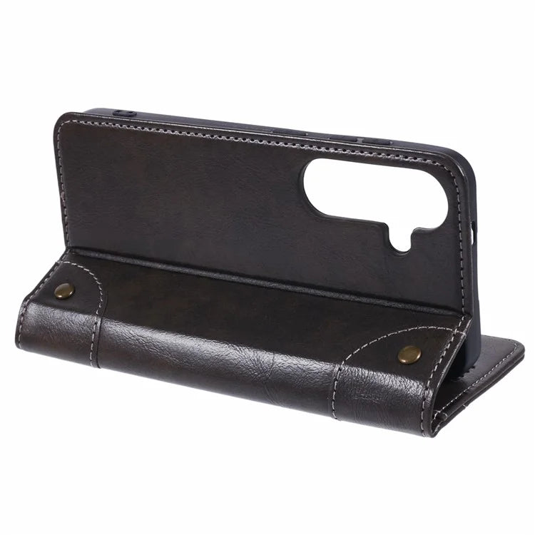 SUTENI For Samsung Galaxy S24+ PU Leather Cover Anti-Drop Stand Wallet Phone Case