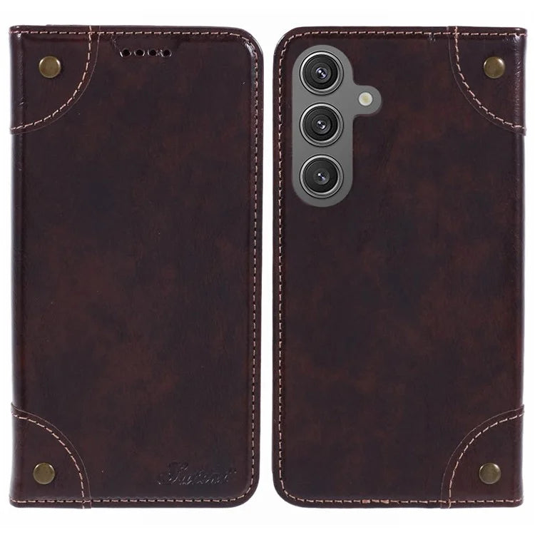SUTENI For Samsung Galaxy S24+ PU Leather Cover Anti-Drop Stand Wallet Phone Case