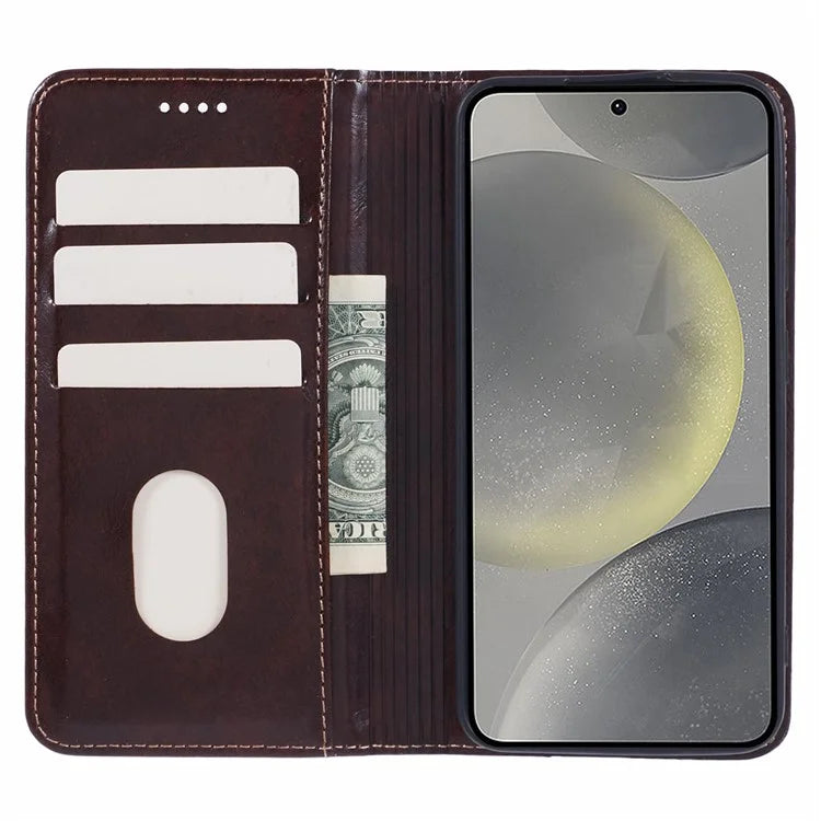 SUTENI For Samsung Galaxy S24+ PU Leather Cover Anti-Drop Stand Wallet Phone Case
