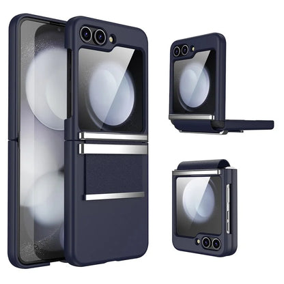 For Samsung Galaxy Z Flip5 5G Case PC+PU+Metal Shockproof Phone Cover
