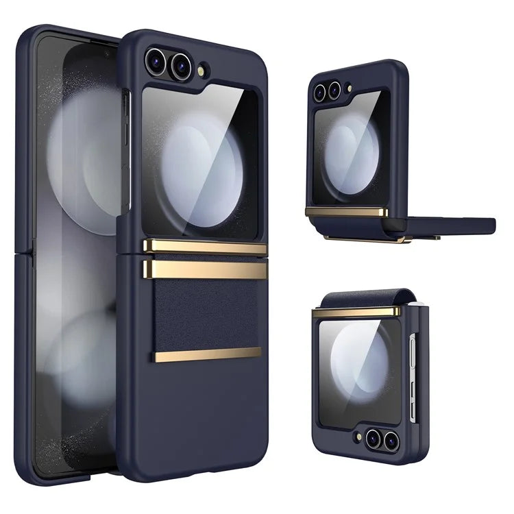For Samsung Galaxy Z Flip5 5G Case PC+PU+Metal Shockproof Phone Cover