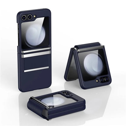 For Samsung Galaxy Z Flip5 5G Case PC+PU+Metal Shockproof Phone Cover