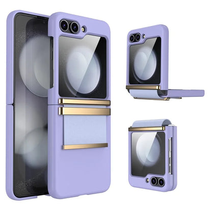 For Samsung Galaxy Z Flip5 5G Case PC+PU+Metal Shockproof Phone Cover