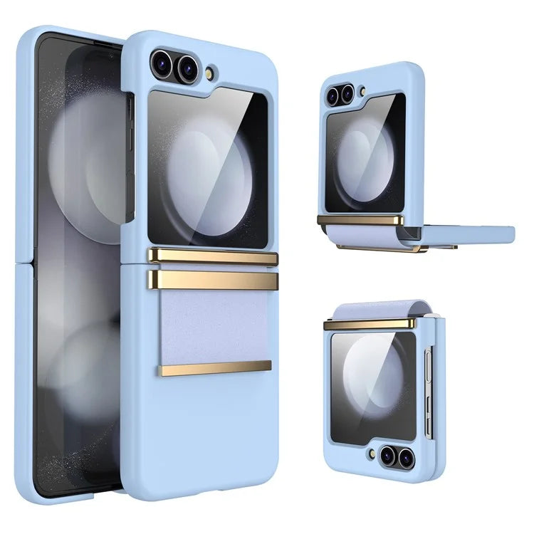 For Samsung Galaxy Z Flip5 5G Case PC+PU+Metal Shockproof Phone Cover
