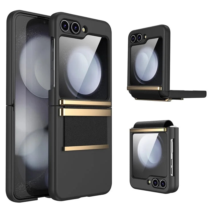 For Samsung Galaxy Z Flip5 5G Case PC+PU+Metal Shockproof Phone Cover