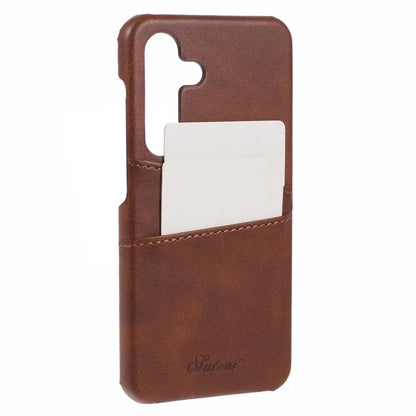 SUTENI For Samsung Galaxy S24 Calf Texture Case PU Leather Coated PC Back Shell