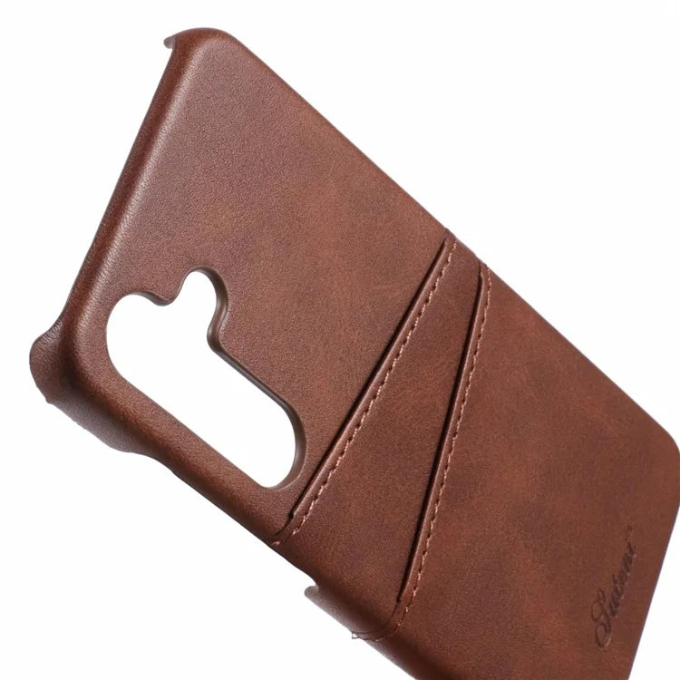 SUTENI For Samsung Galaxy S24 Calf Texture Case PU Leather Coated PC Back Shell