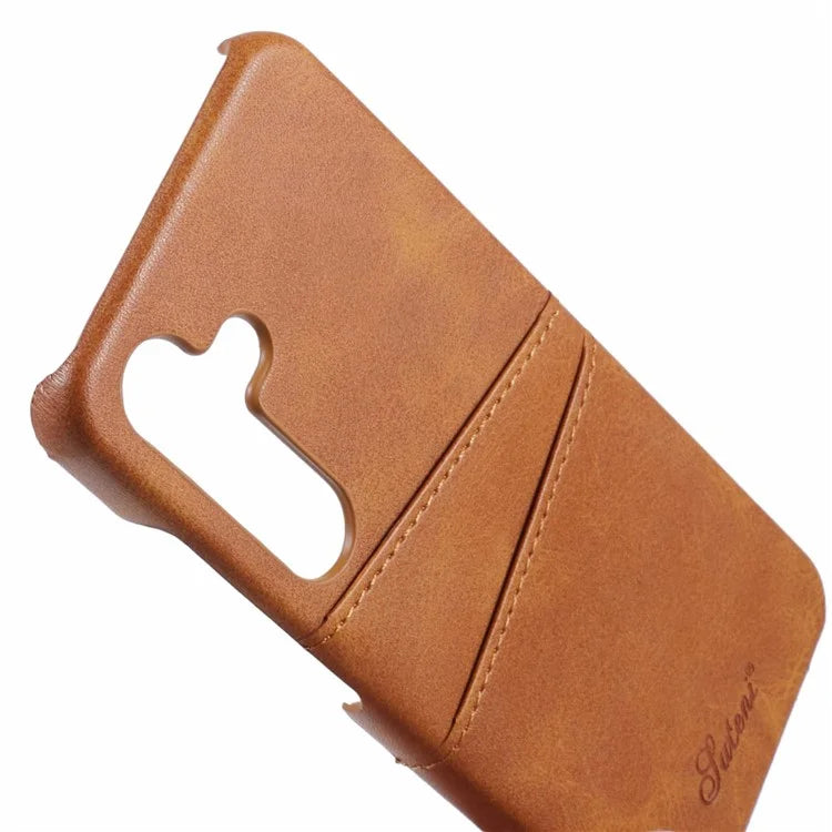 SUTENI For Samsung Galaxy S24 Calf Texture Case PU Leather Coated PC Back Shell