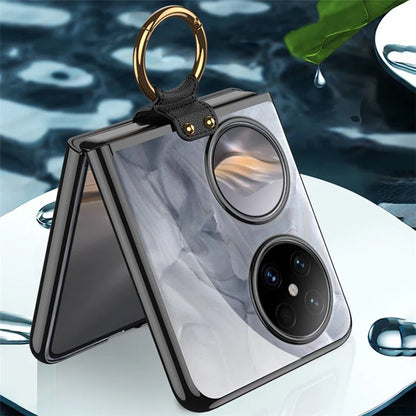 GKK For Huawei Pocket 2 Case Electroplating Ring Kickstand PC Phone Shell
