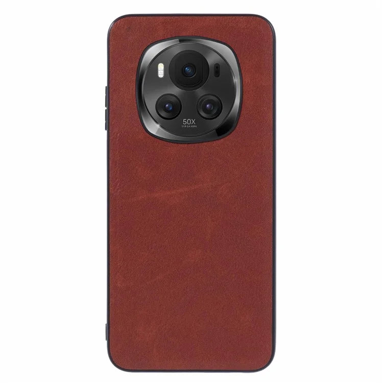 For Honor Magic6 Pro 5G Case Retro Texture Leather Coated PC+TPU Phone Back Cover