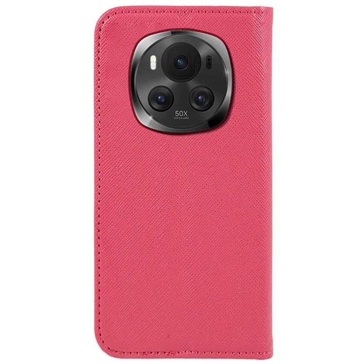For Honor Magic6 Pro 5G Case Magnetic Closing Cross Texture Leather Phone Cover