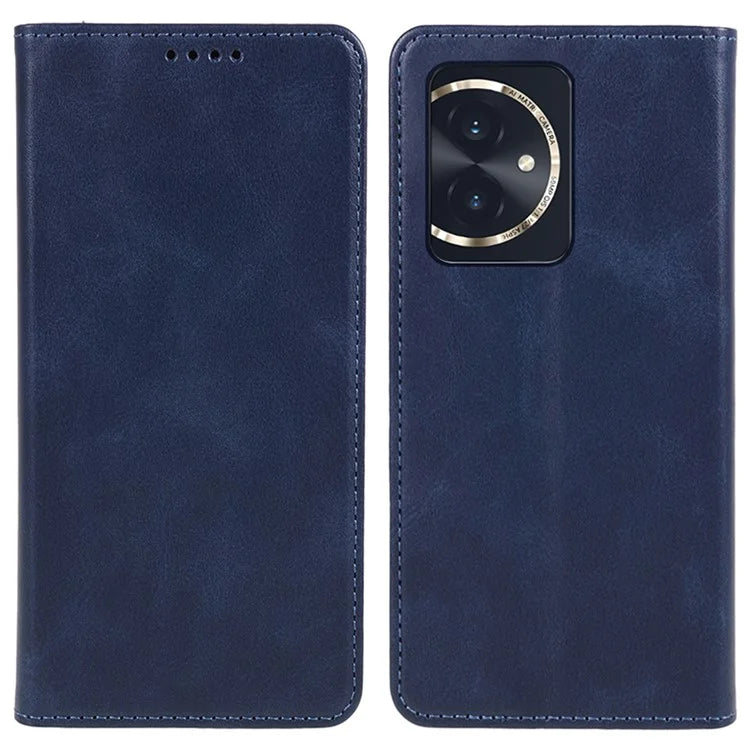 For Honor 100 5G Leather Case Wallet Calf Texture Auto-absorbed Magnetic Phone Cover
