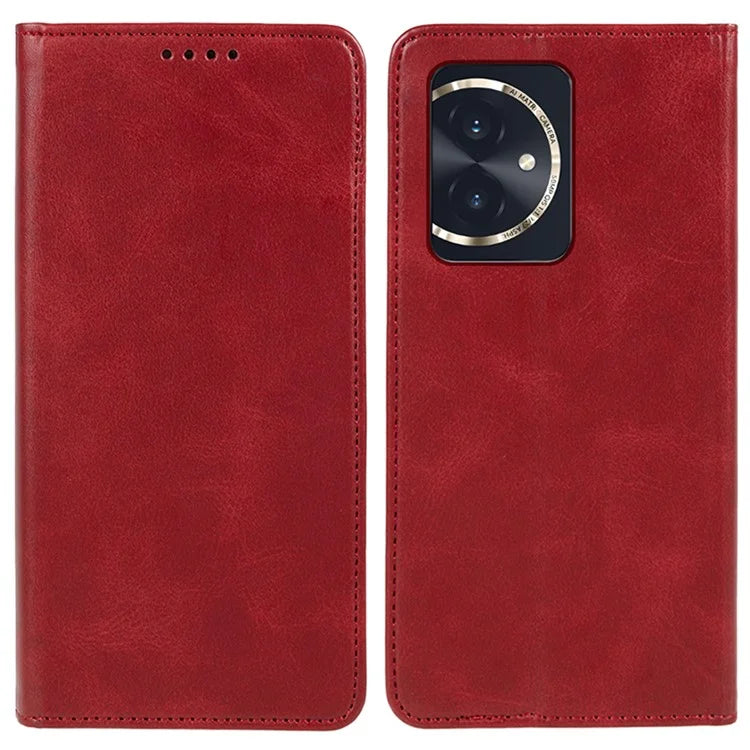 For Honor 100 5G Leather Case Wallet Calf Texture Auto-absorbed Magnetic Phone Cover