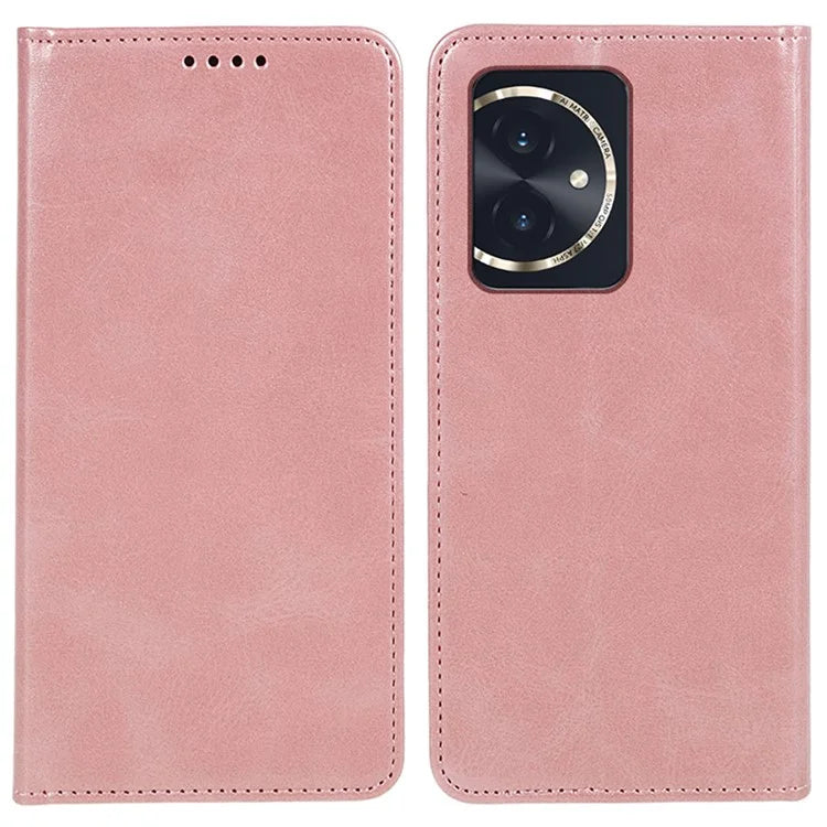 For Honor 100 5G Leather Case Wallet Calf Texture Auto-absorbed Magnetic Phone Cover