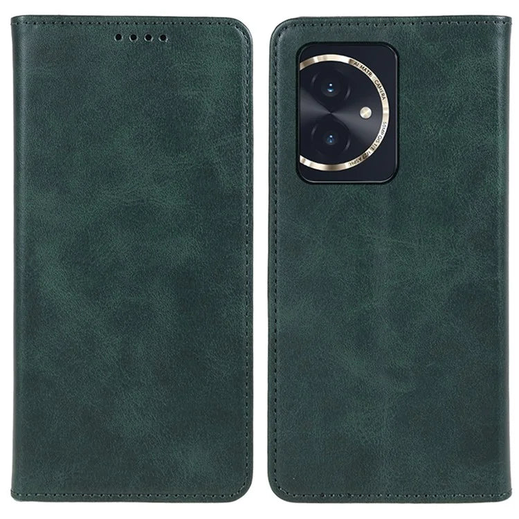 For Honor 100 5G Leather Case Wallet Calf Texture Auto-absorbed Magnetic Phone Cover