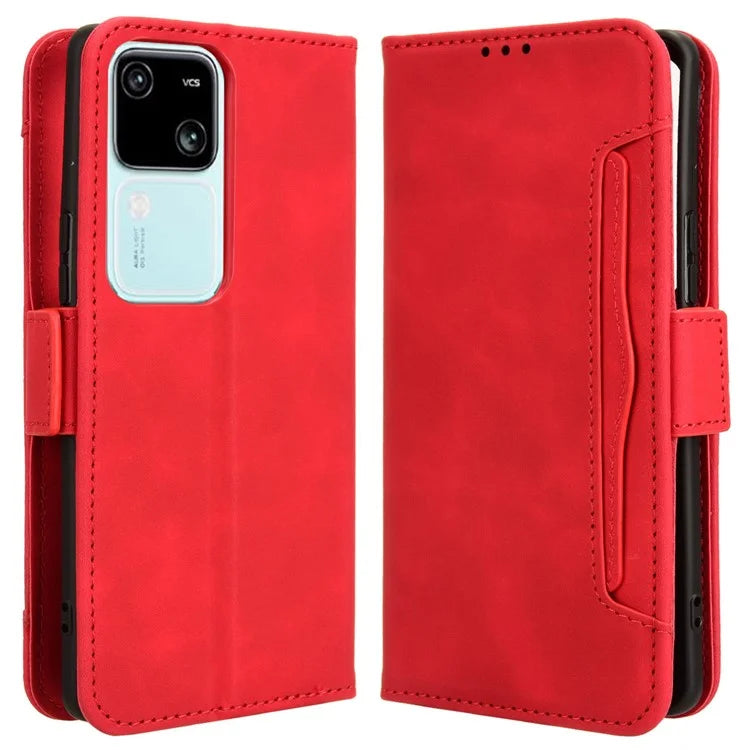 For vivo S18 5G / S18 Pro 5G / V30 5G / V30 Pro 5G Case PU Leather Stand Multiple Card Slots Phone Cover