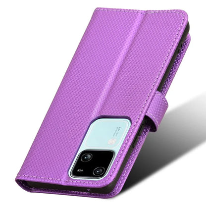 For vivo S18 5G / S18 Pro 5G / V30 5G / V30 Pro 5G Case PU Leather Stand Wrist Strap Diamond Texture Phone Cover