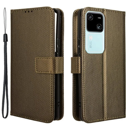 For vivo S18 5G / S18 Pro 5G / V30 5G / V30 Pro 5G Case PU Leather Stand Wrist Strap Diamond Texture Phone Cover