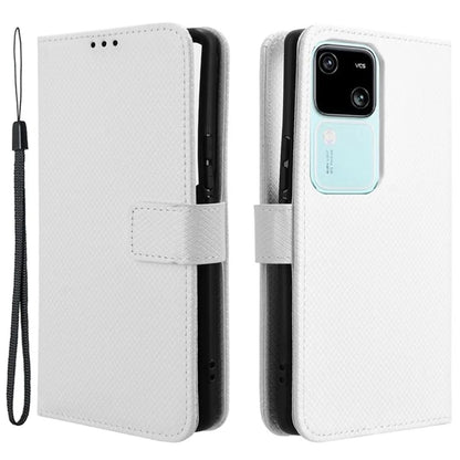 For vivo S18 5G / S18 Pro 5G / V30 5G / V30 Pro 5G Case PU Leather Stand Wrist Strap Diamond Texture Phone Cover