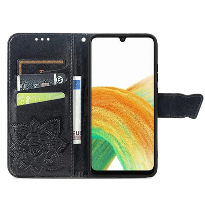 For Samsung Galaxy A13 4G Leather Case Butterfly Imprinted Rhinestone Phone Stand Cover