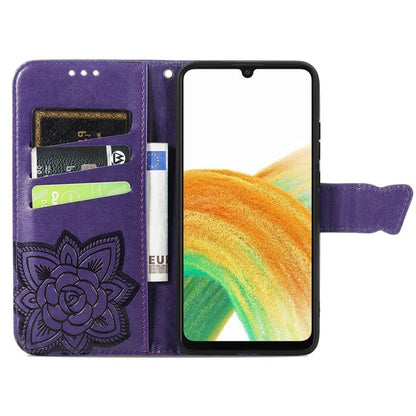 For Samsung Galaxy A13 4G Leather Case Butterfly Imprinted Rhinestone Phone Stand Cover