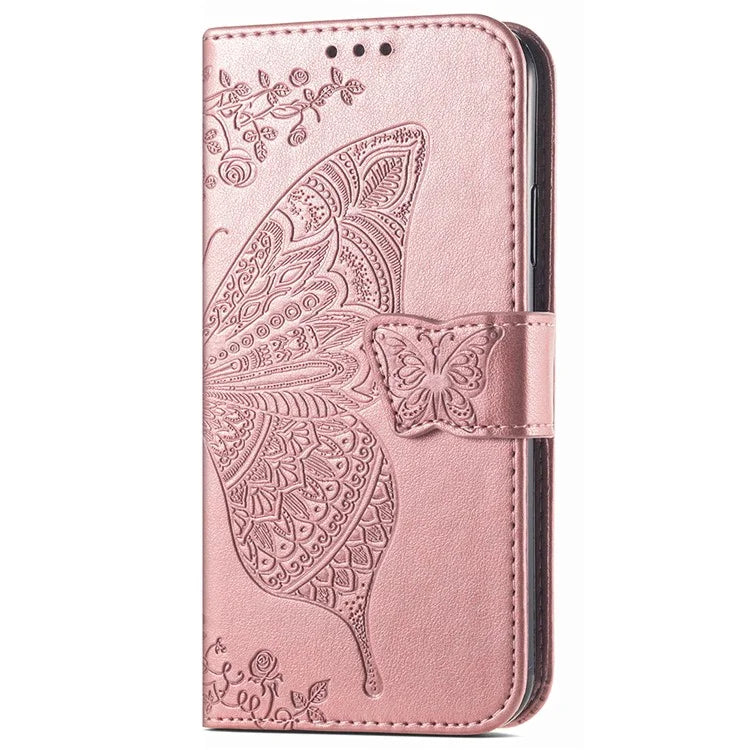 For Samsung Galaxy A13 4G Leather Case Butterfly Imprinted Rhinestone Phone Stand Cover