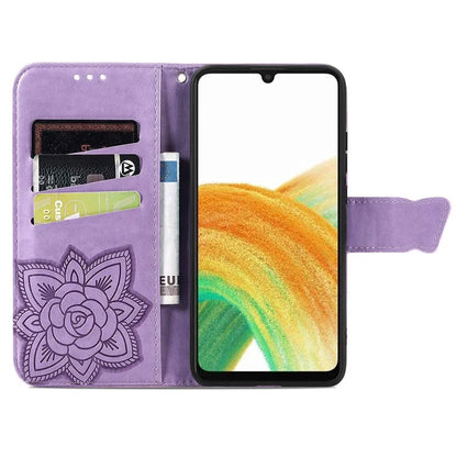 For Samsung Galaxy A13 4G Leather Case Butterfly Imprinted Rhinestone Phone Stand Cover